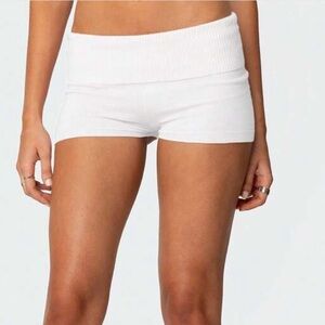 Elegant White fold over mini shorts